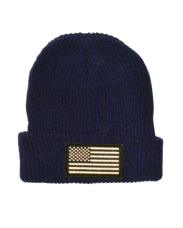 Connetic-Beanie-OldGlory-Navy-Gold-Patch