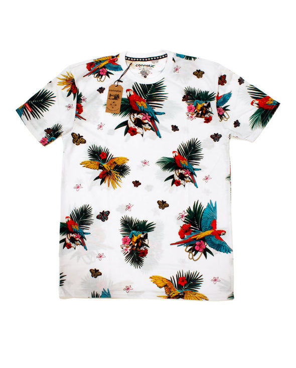 Connetic-Spring15-All-Over-Parrot-Tee-White